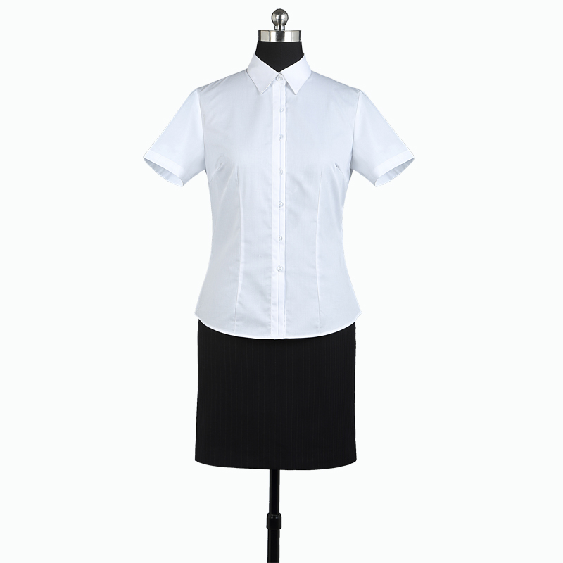 重庆女短袖正规领白色衬衫